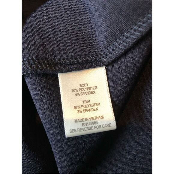 Signature by Robbie Bee Women’s Navy Blue Eye-Hole Floral Bottom Trim Pattern Sl - Picture 5 of 9